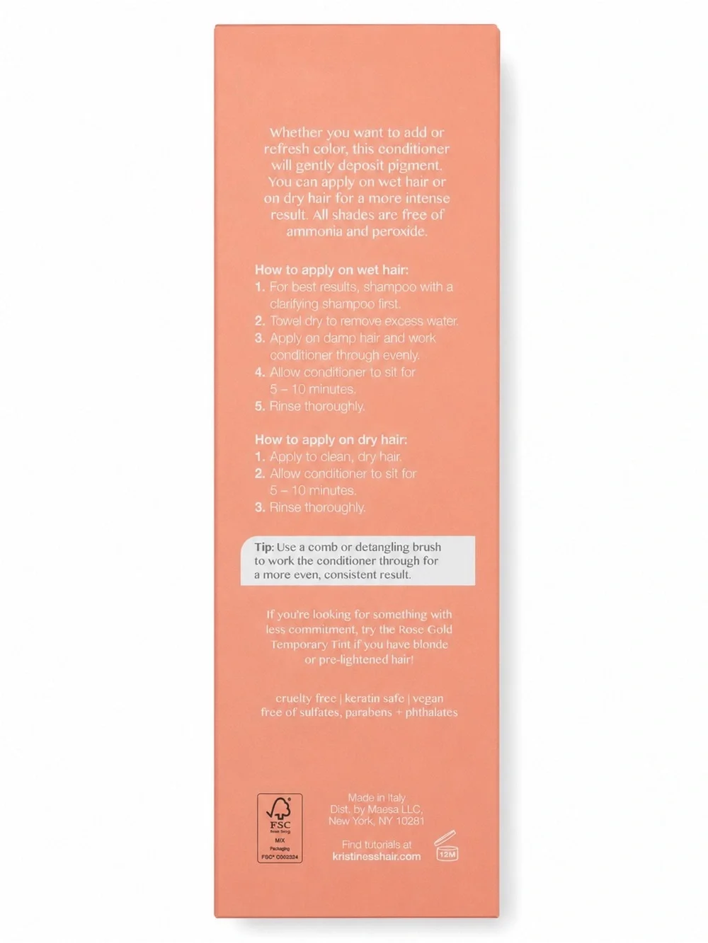 Kristin Ess Hair Color Depositing Conditioner in Coral Rose.